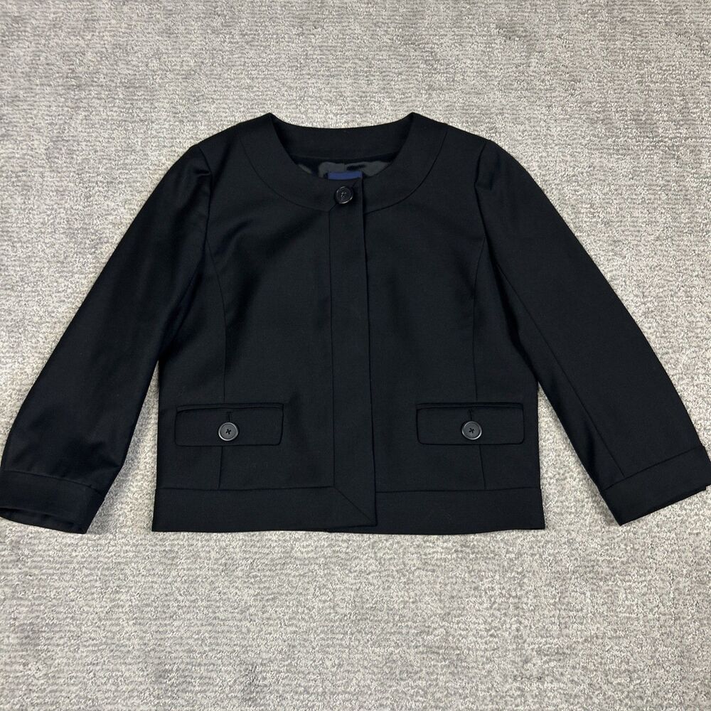 J Crew Blazer Womens 2 Wool Cropped Black Office Career Preppy Lined Jacket